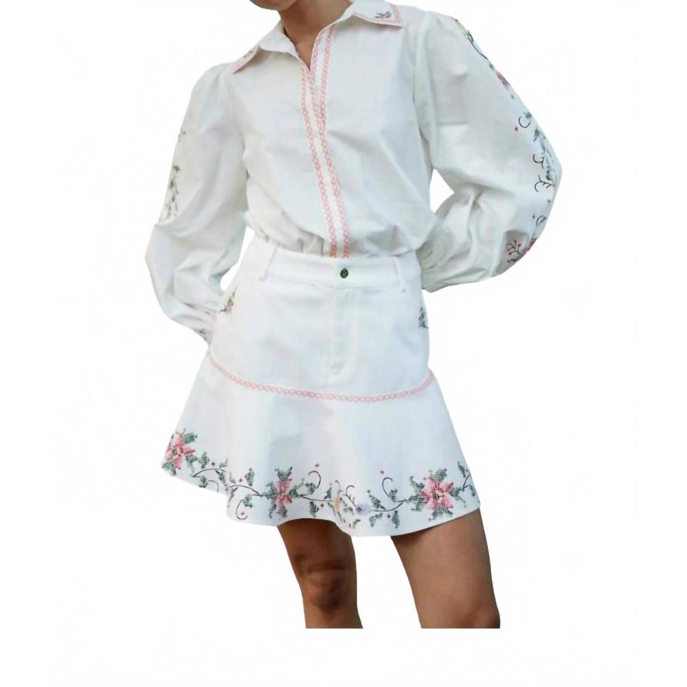 NEW ASTON STUDIO maggie flare hem skirt in whisper florale